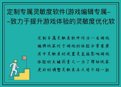 定制专属灵敏度软件(游戏编辑专属--致力于提升游戏体验的灵敏度优化软件)